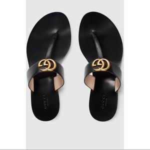Gucci Leather Thong Sandals Double G